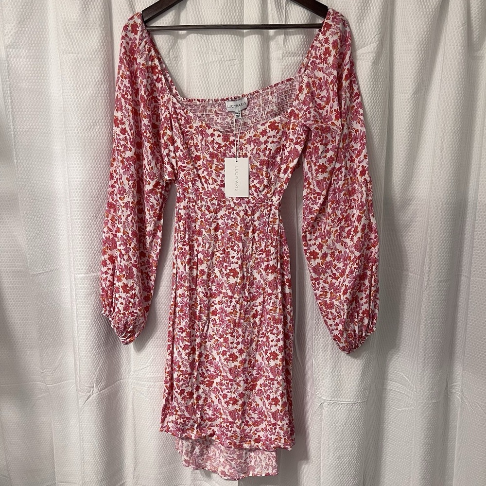 NWT Lucy Paris Floral Cottagecore Peasant Ruffle Midi Dress Blossom Cut Out XS